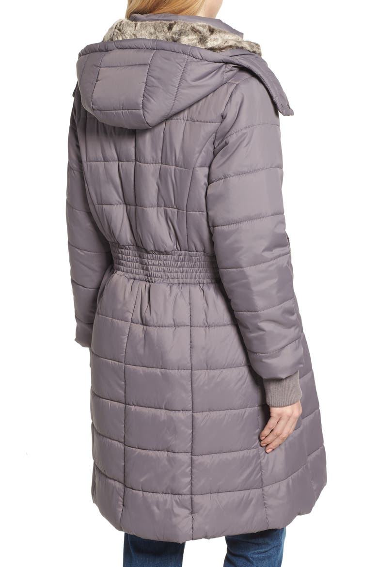Madison Quilted 3-in-1 Maternity Puffer Coat with Faux Fur Trim, Alternate, color, GREY