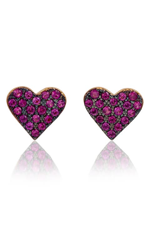 Pavé Cubic Zirconia Heart Stud Earrings