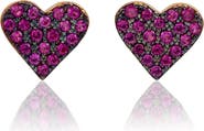 SUZY LEVIAN Pavé Cubic Zirconia Heart Stud Earrings