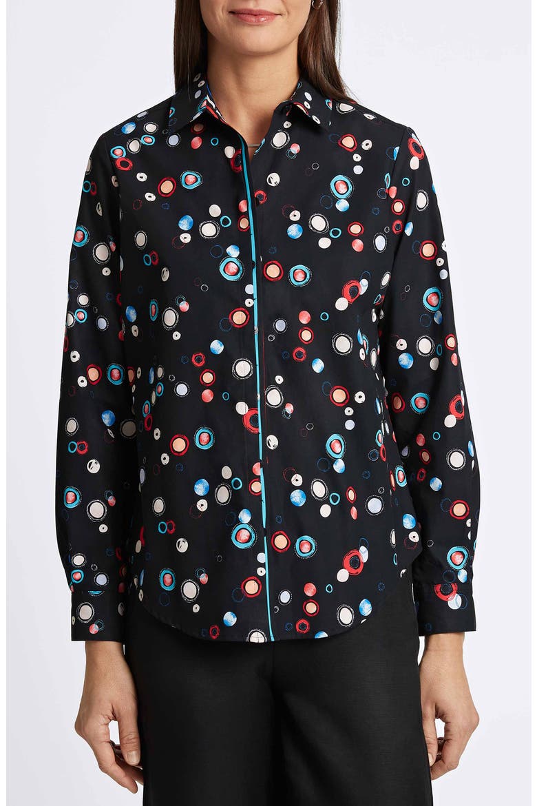 Charlie Circle Print Cotton Button-Up Shirt, Main, color, BLACK MULTI