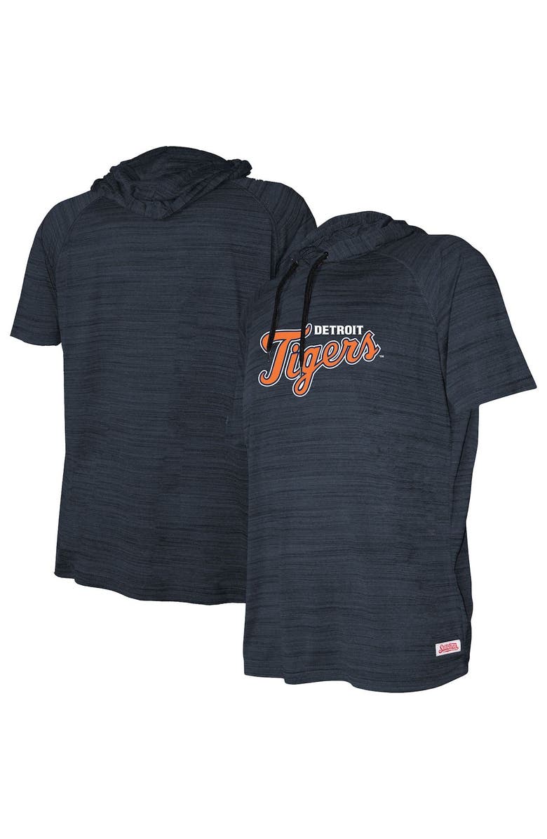 STITCHES Youth Stitches Heather Navy Detroit Tigers Raglan Short Sleeve Pullover Hoodie, Main, color, Heather Navy