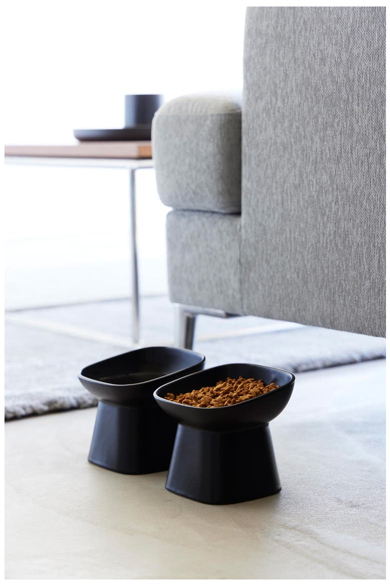 Tilted Pet Food Bowl, Alternate, color, BLACK