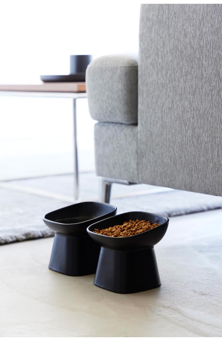 Yamazaki Tilted Pet Food Bowl, Alternate, color, Black