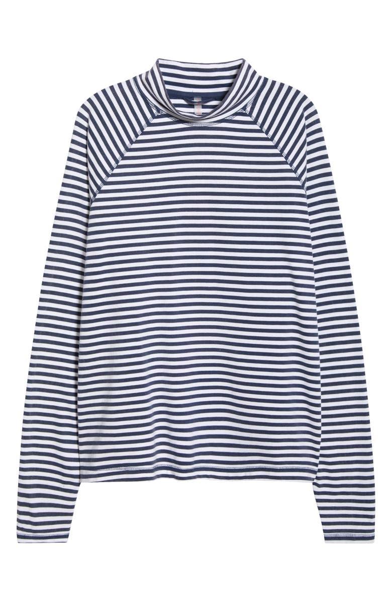 Free People FP Movement Stripe Raglan Sleeve Cotton Top, Alternate, color, Sailor Stripe Navy