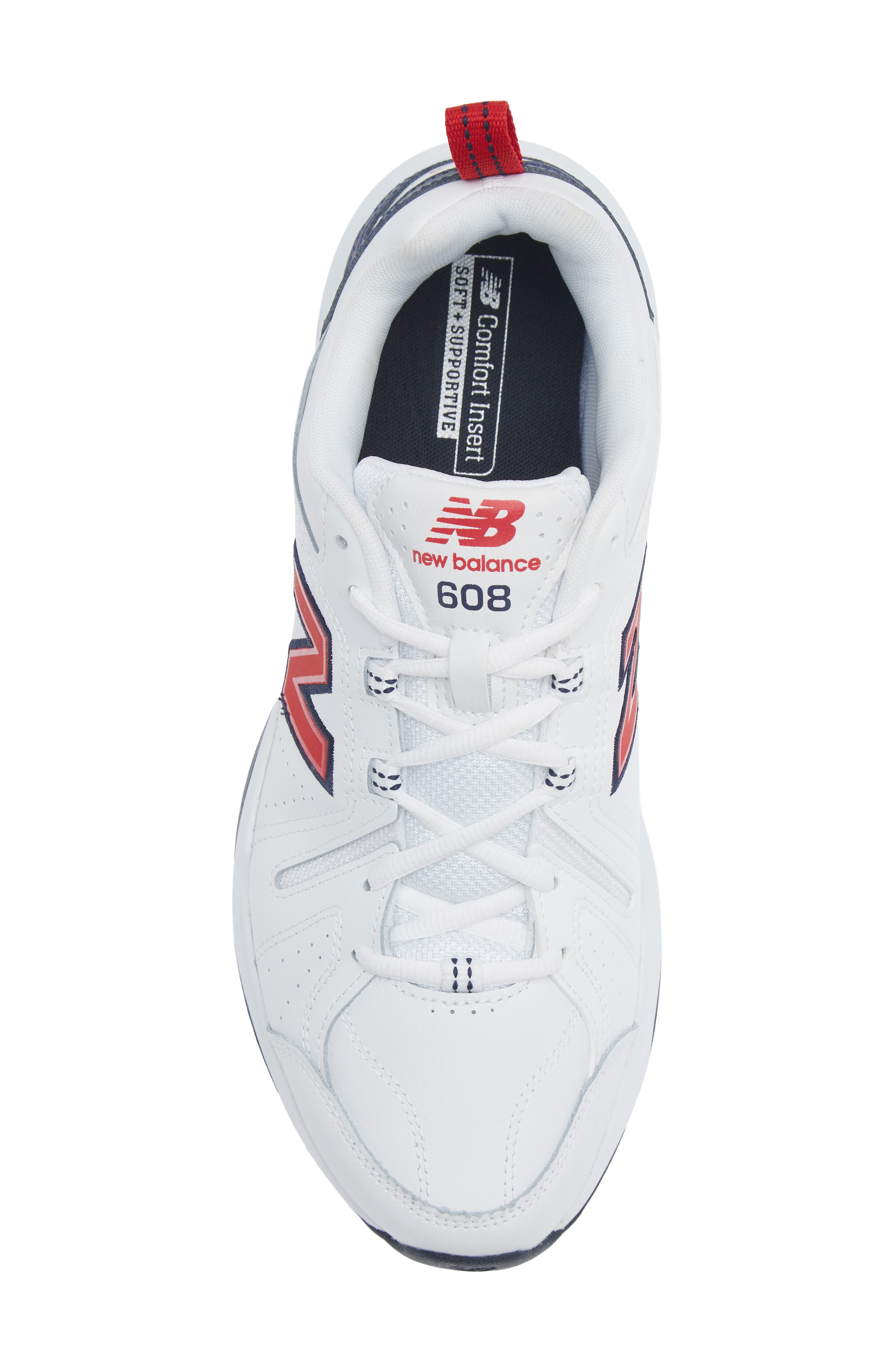 608v5 Leather Training Shoe, Alternate, color, WHITE/RED