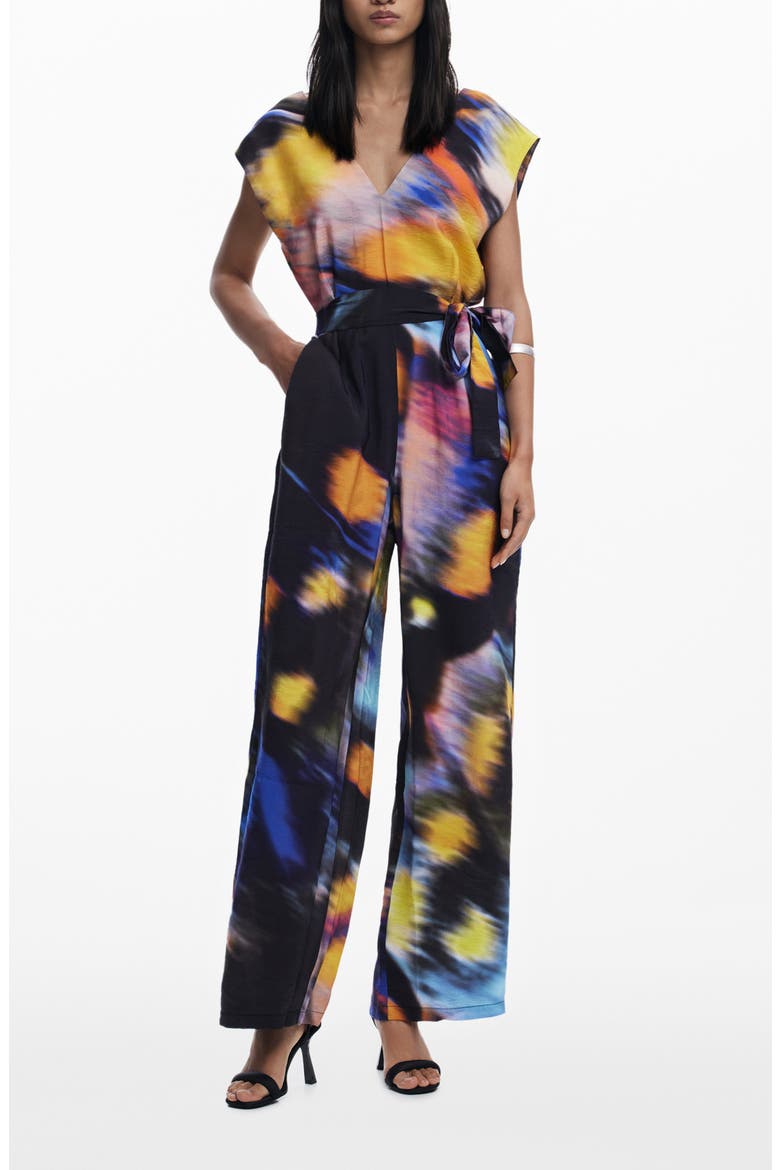 Abstract Print Jumpsuit, Main, color, BLACK