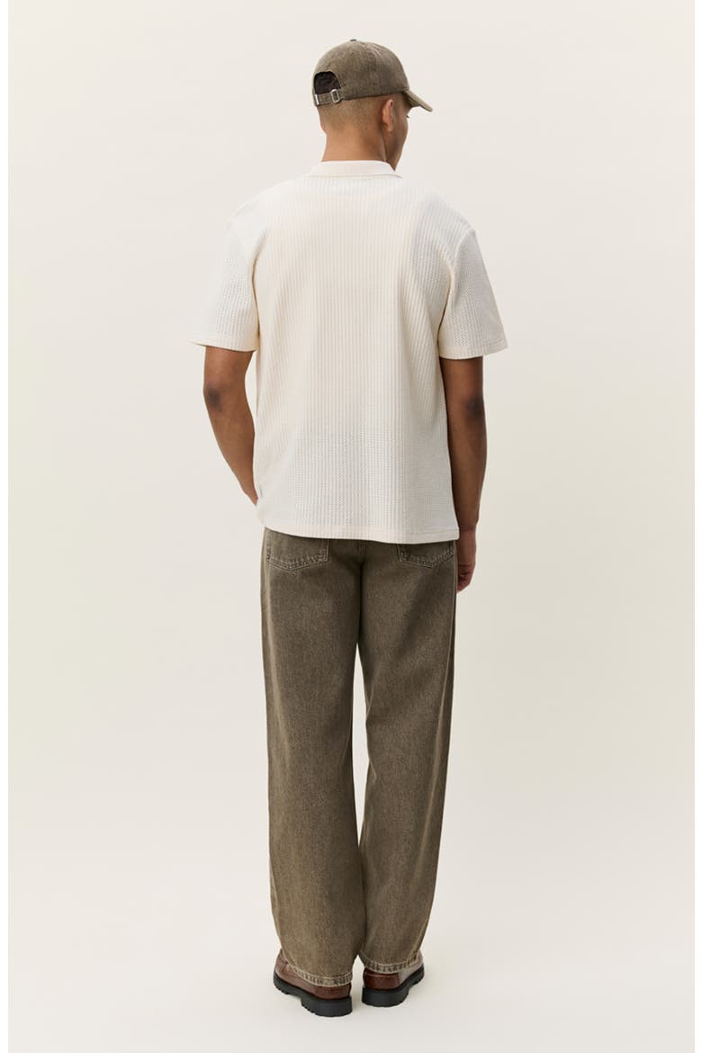 Pointelle Short Sleeve Cardigan, Alternate, color, EGGNOG WHITE