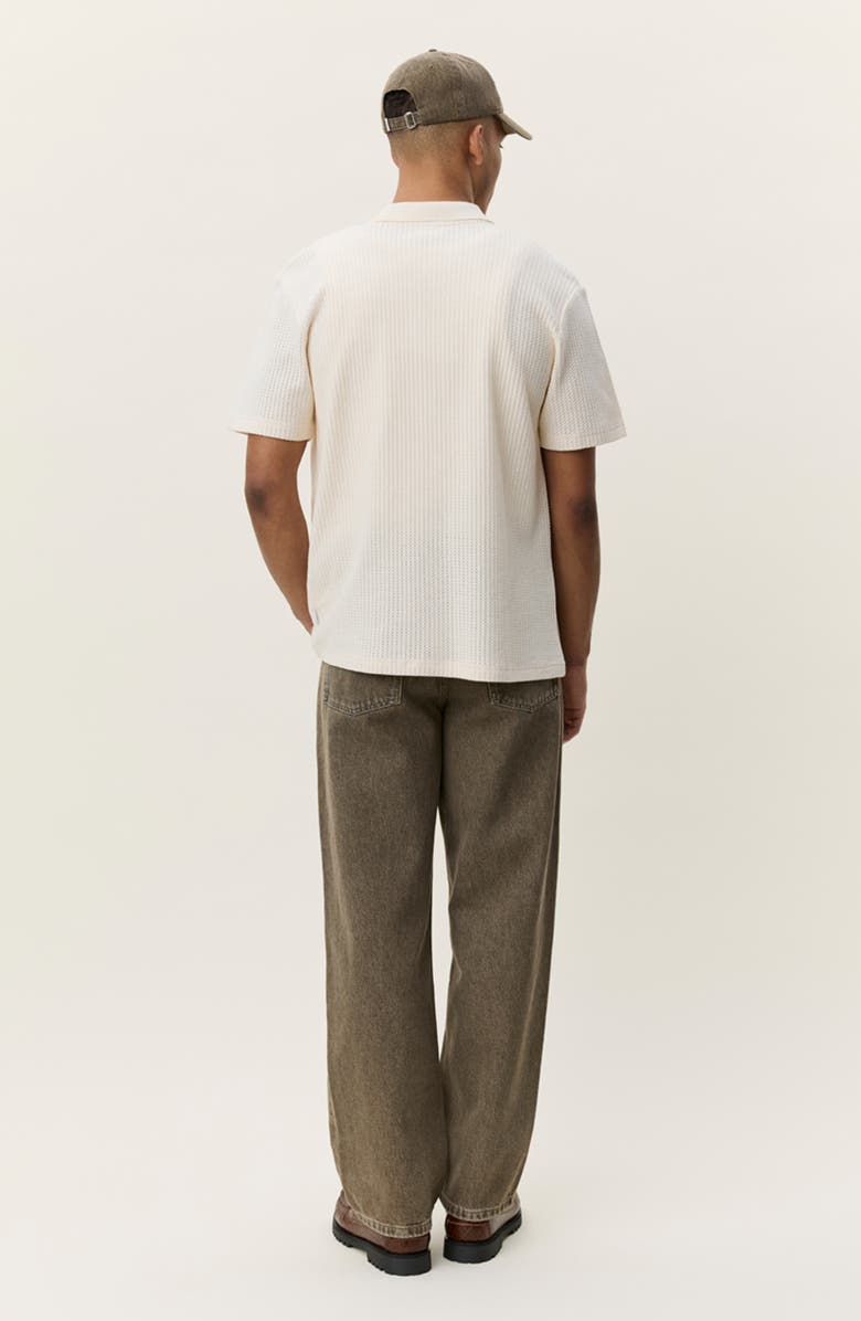 Les Deux Pointelle Short Sleeve Cardigan, Alternate, color, Eggnog White