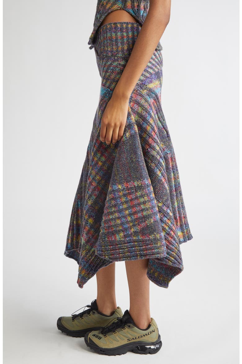 Warrior Crossover Rib Wool Sweater Skirt, Alternate, color, GREY/ RAINBOW