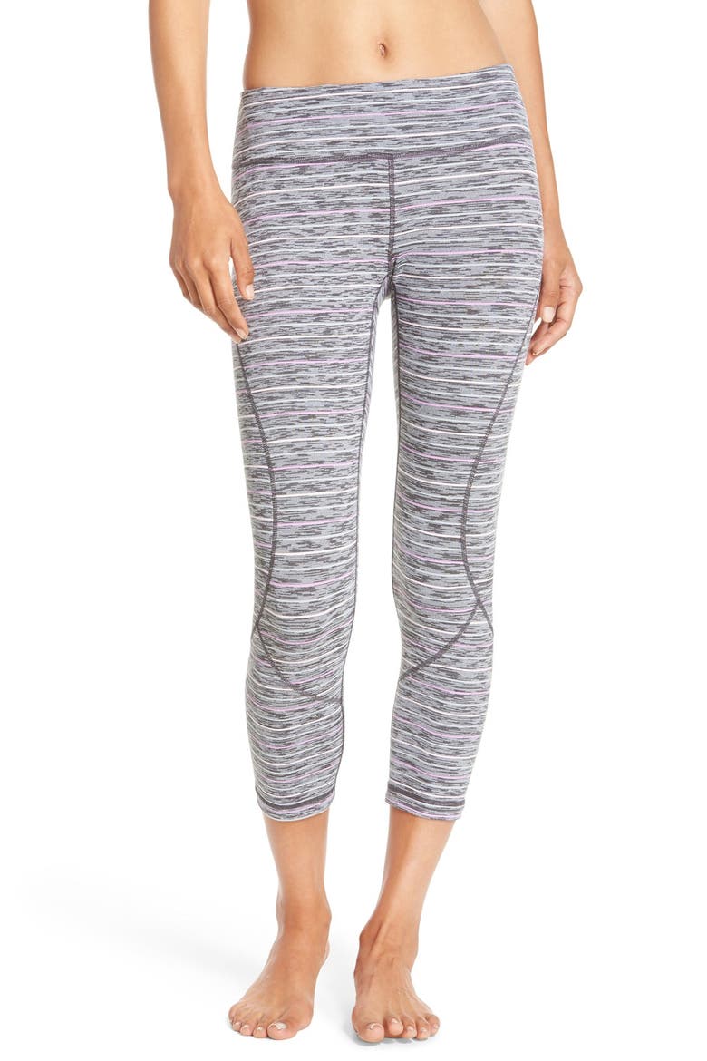 'Live In' Crop Leggings, Main, color, GREY GRAPHITE  TRIPLE STRIPE