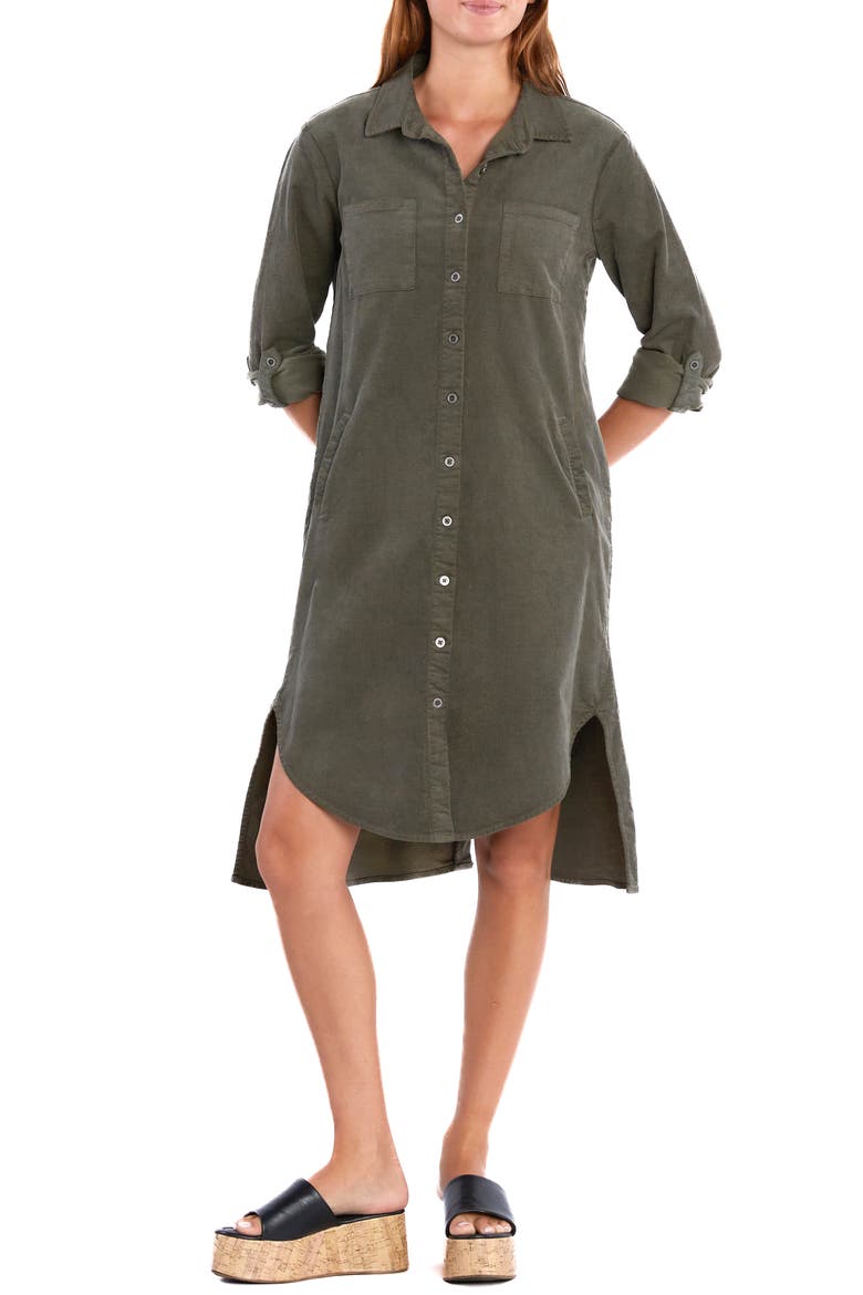 Chill Out High-Low Corduroy Shirtdress, Alternate, color, GOLDEN PINE