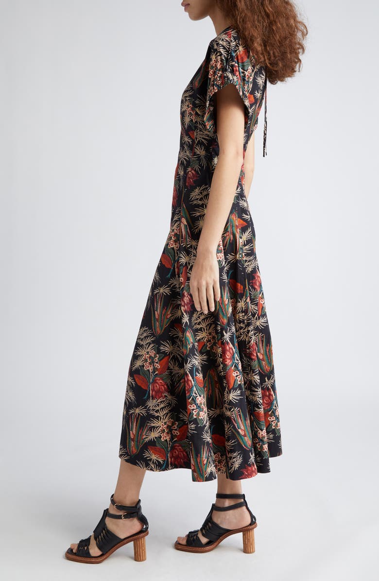 Ulla Johnson Devon Floral Cotton Midi Dress, Alternate, color, 