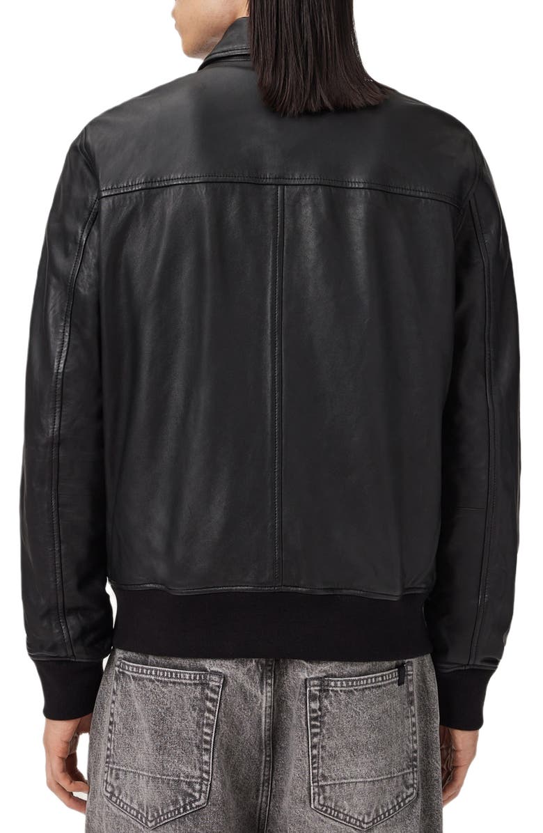 AllSaints Rashford Leather Jacket, Alternate, color, Black