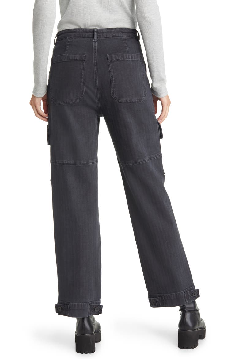 Knoxx High Waist Cargo Straight Leg Jeans, Alternate, color, SULFUR BLACK