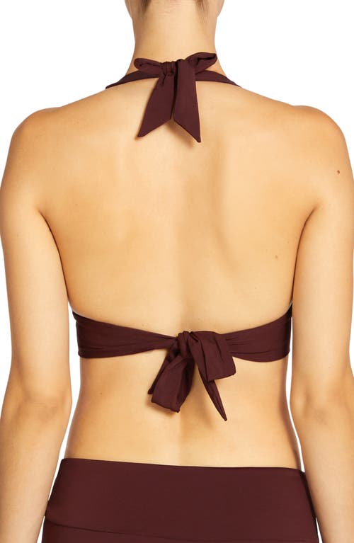 Robin Piccone Margot Ring Halter Bikini Top In Carob