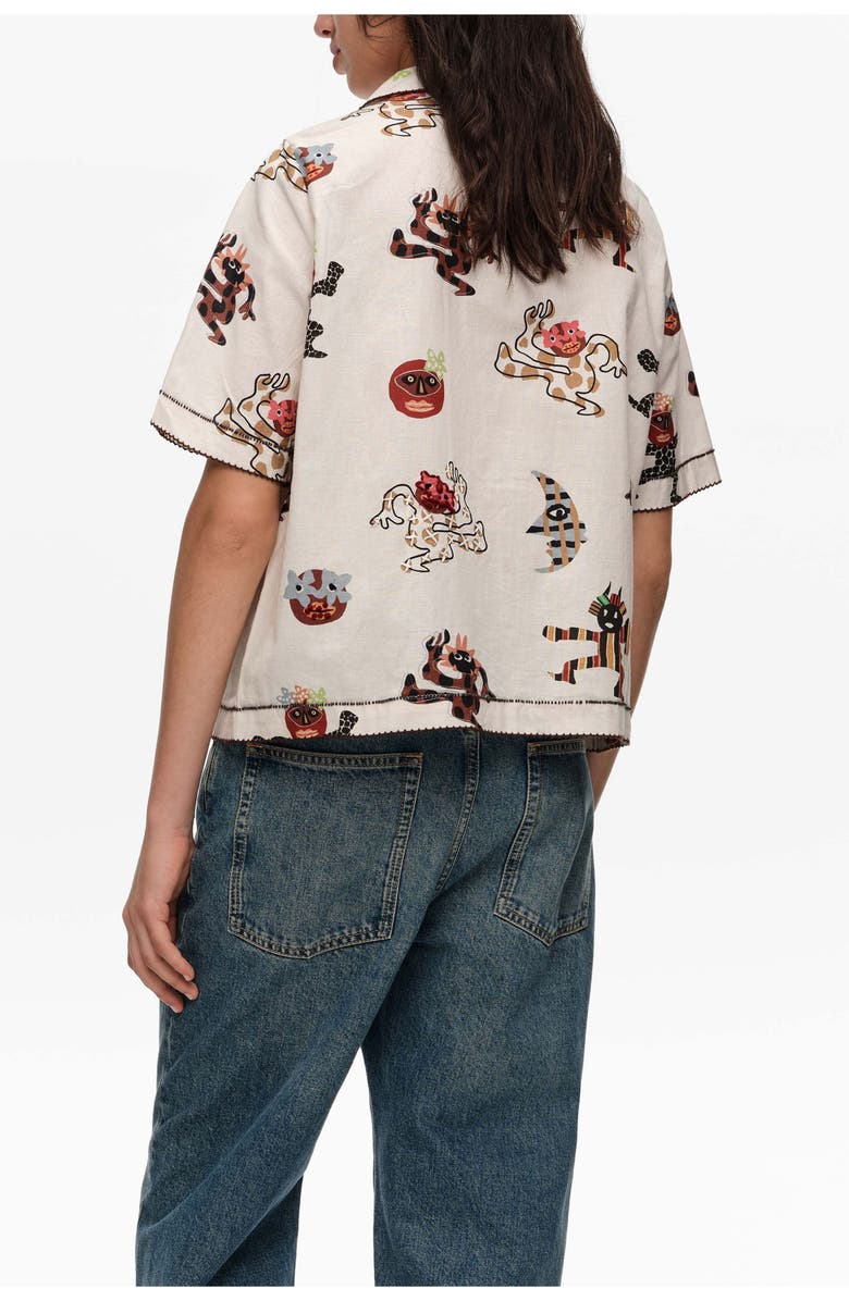 Bimba y Lola Samba Straight Shirt With Decorative Stitching, Alternate, color, Samba