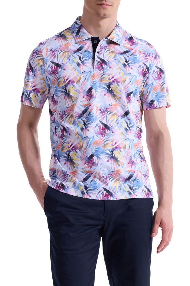 Hendrix Digital Abstract Palm Print Pima Cotton Polo, Main, color, PINK