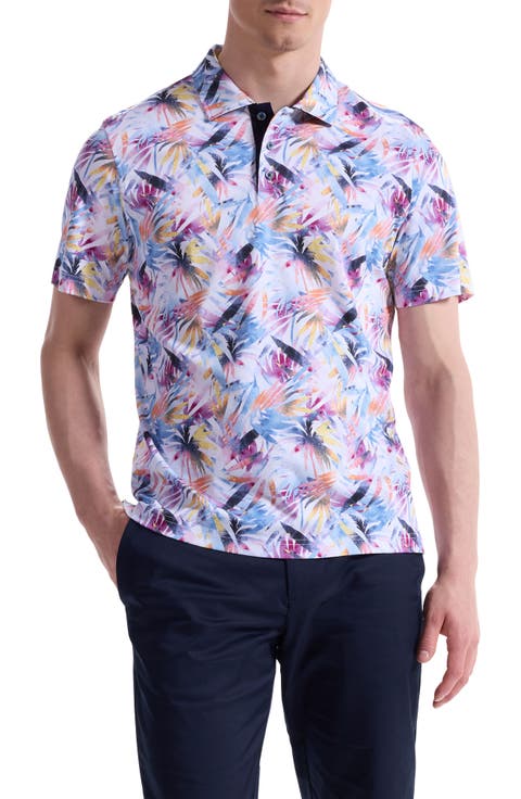 Hendrix Digital Abstract Palm Print Pima Cotton Polo