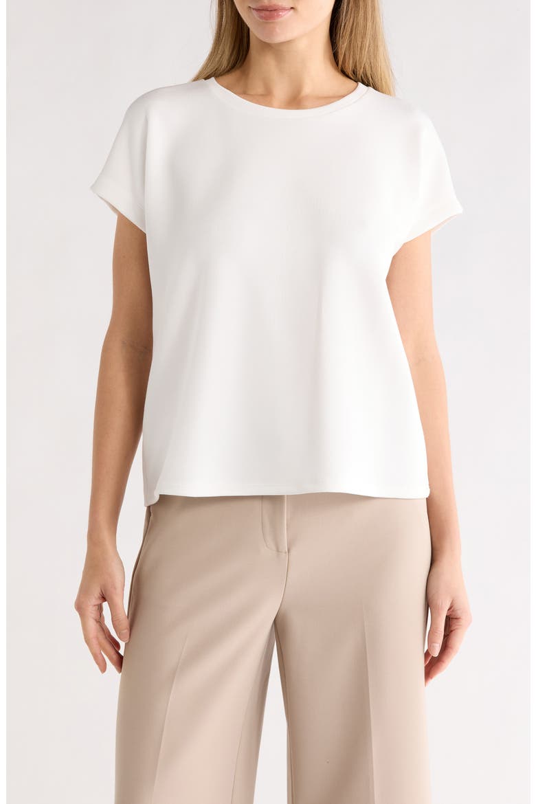 Extended Shoulder Crewneck Scuba Knit T-Shirt, Main, color, WHITE