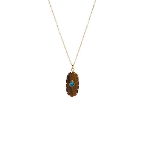Turquoise Pear Natural Stone Pendant Necklace