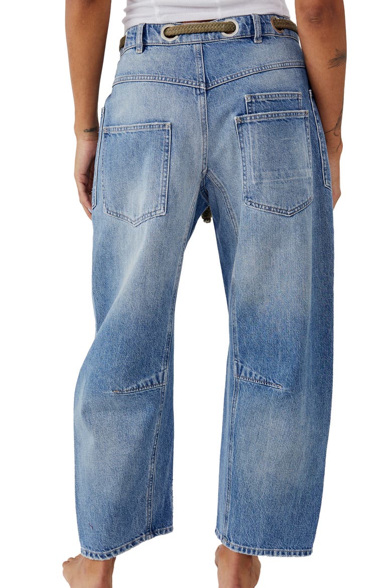Moxie Mid Rise Low Slung Tie Waist Nonstretch Jeans, Alternate, color, TRUEST BLUE