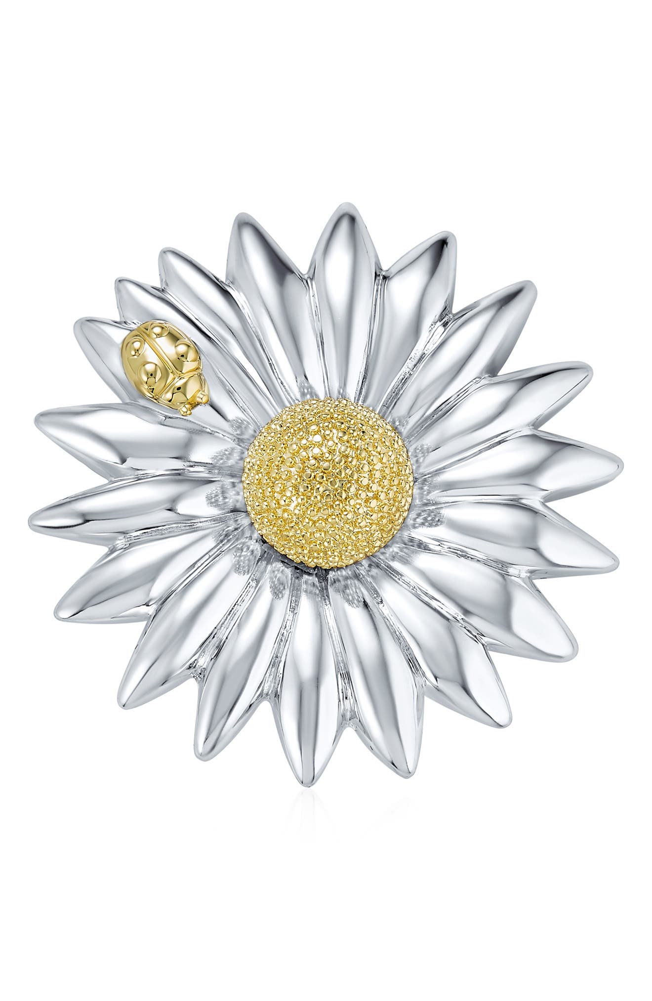 BLING JEWELRY Two-Tone Large Fashion Flower Brooch