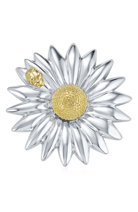 Two-Tone Large Fashion Flower Brooch
