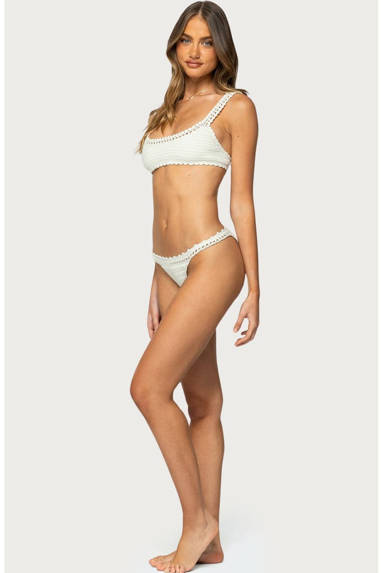 Enzo Crochet Bralette Bikini Top, Alternate, color, WHITE