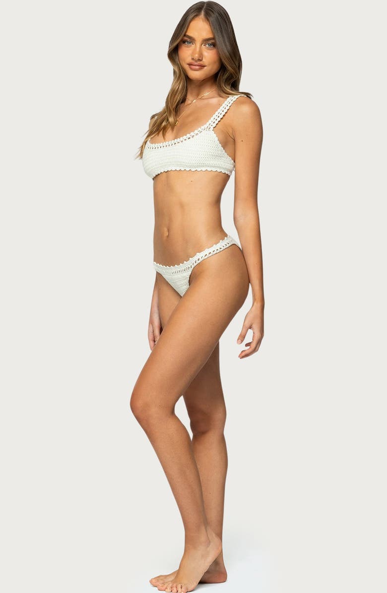 EDIKTED Enzo Crochet Bralette Bikini Top, Alternate, color, White