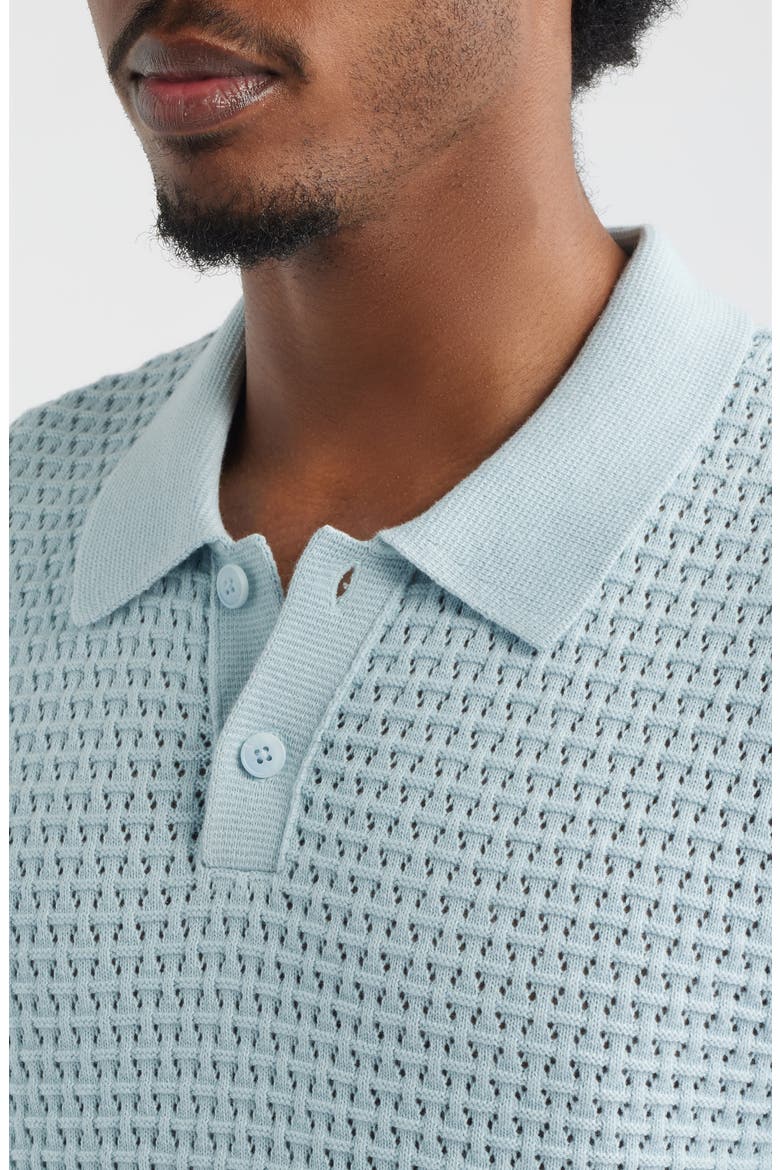 Texture Knit Polo Top, Alternate, color, BLUE WINTER