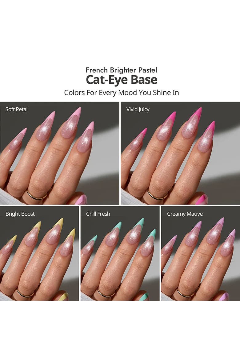 Soft Gel Nail Tips XCOATTIPS® French Brighter Pastel - Cat-Eye Base Collection, Alternate, color, Long Stiletto