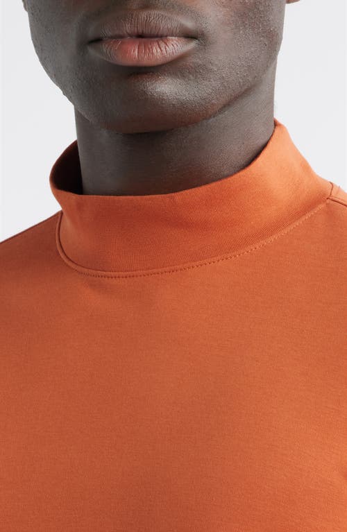 Scott Barber Pima Cotton Interlock Mock Neck Top In Orange