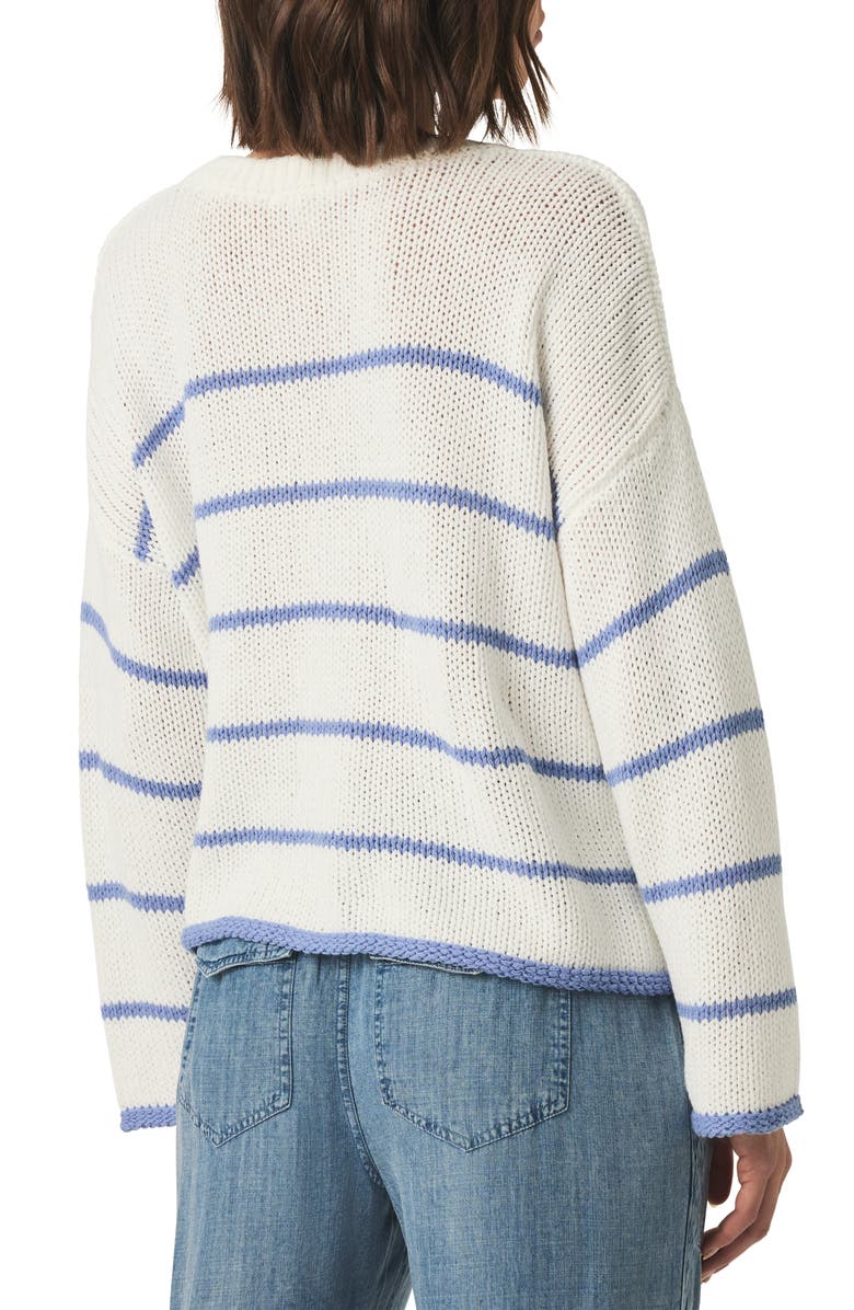 Splendid Maris Stripe Boxy Cotton Blend Sweater, Alternate, color, White/ Persian Jewel