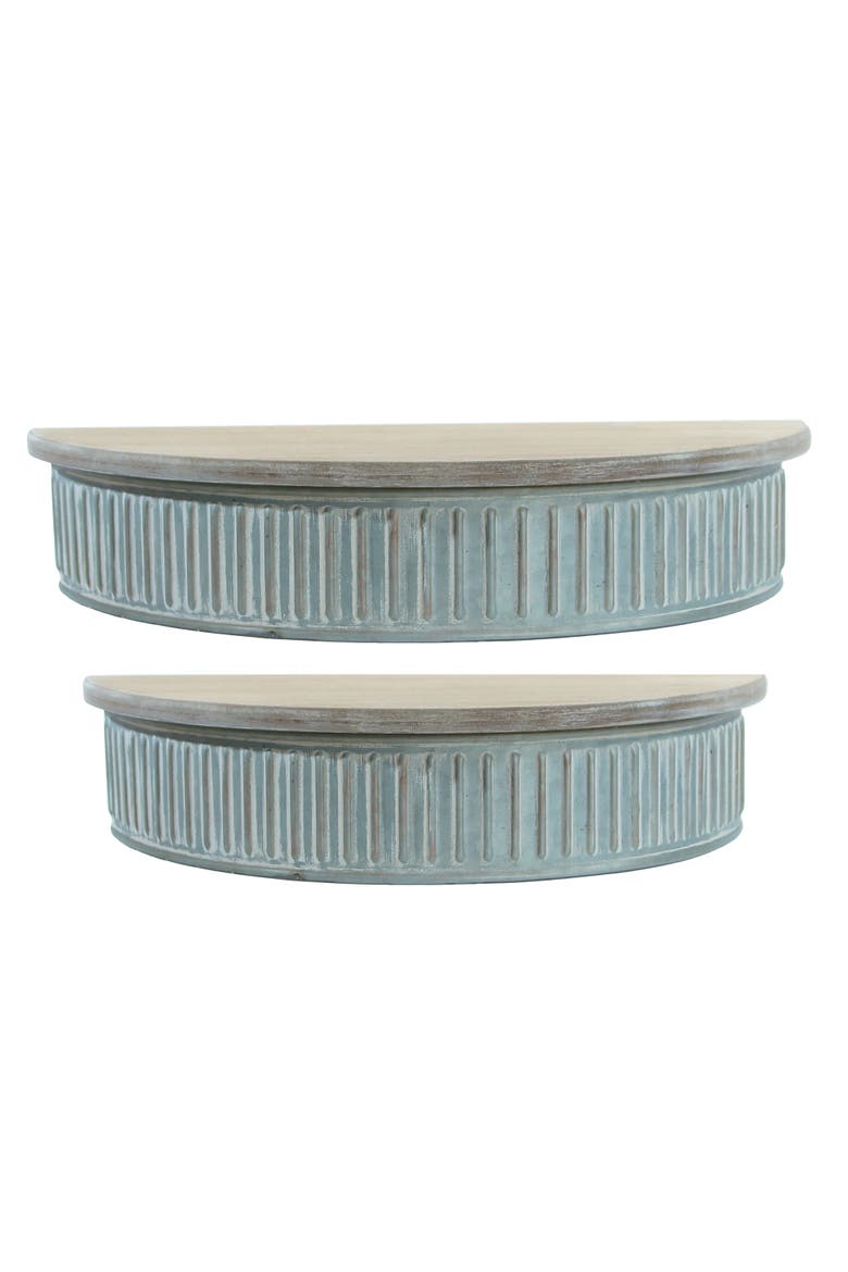 Silver Half-Circle Wall Shelf Set of 2, Main, color, silver