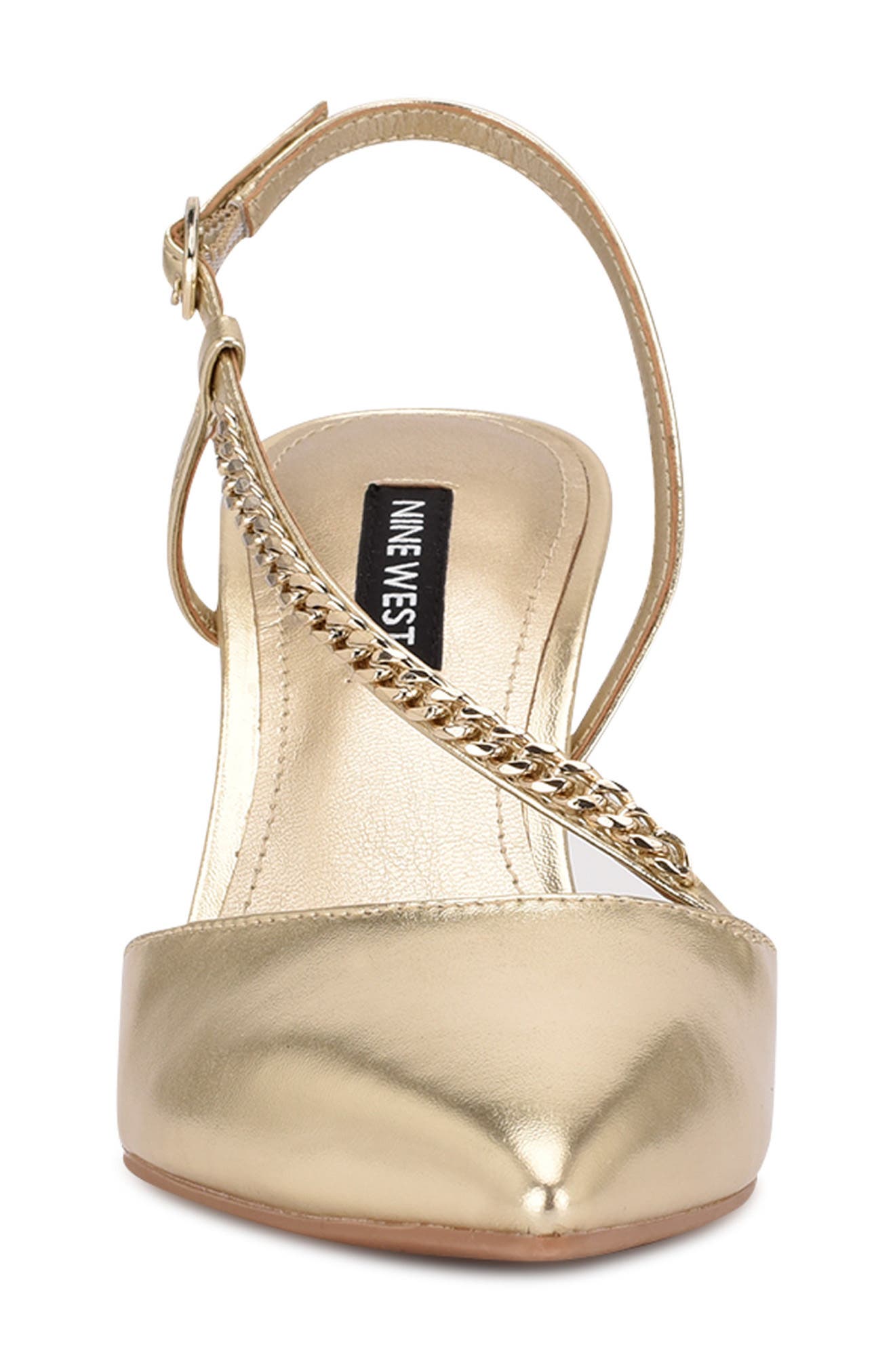 Nine West Gisha Chain Slingback Pump, Alternate, color, Gold 710