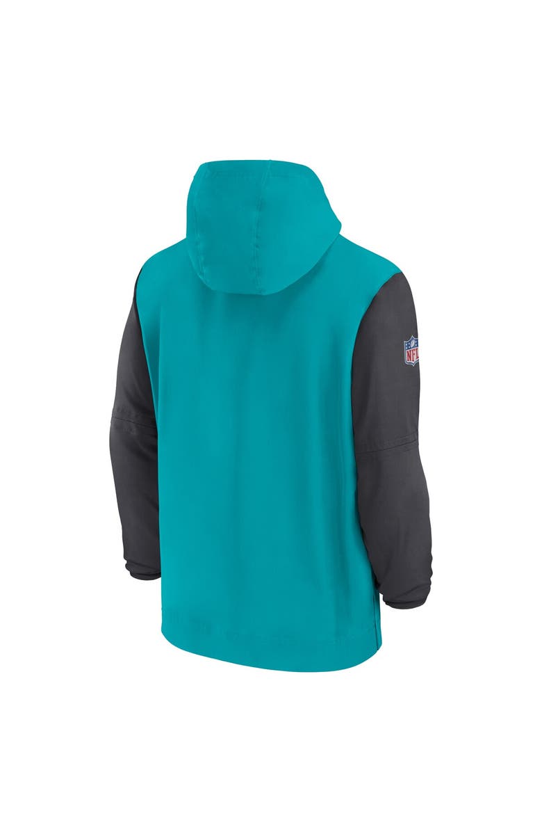 Nike Men's Nike Aqua/Anthracite Miami Dolphins 2024/25 Sideline Pre-Game Player 1/2-Zip Hoodie Jacket, Alternate, color, 