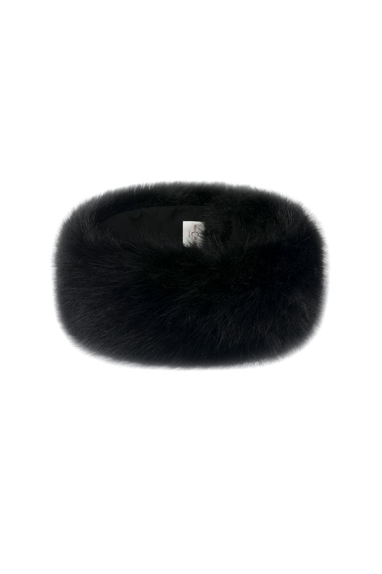 Wrap Around Vegan Fur Hat Headband, Main, color, Black