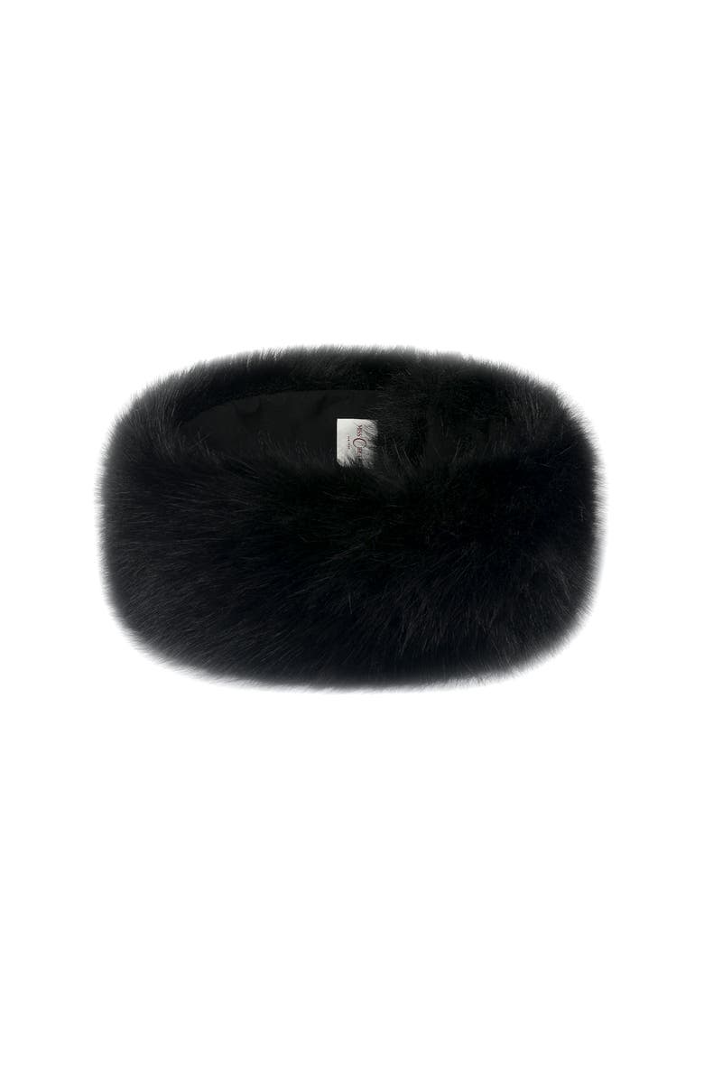 Miss Circle Wrap Around Vegan Fur Hat Headband, Main, color, Black