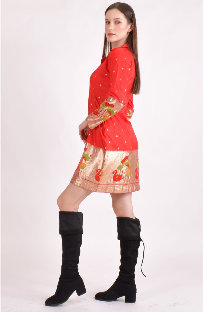 RAAS Jacquard Butti Silk Mini Blazer Dress, Alternate, color, Red