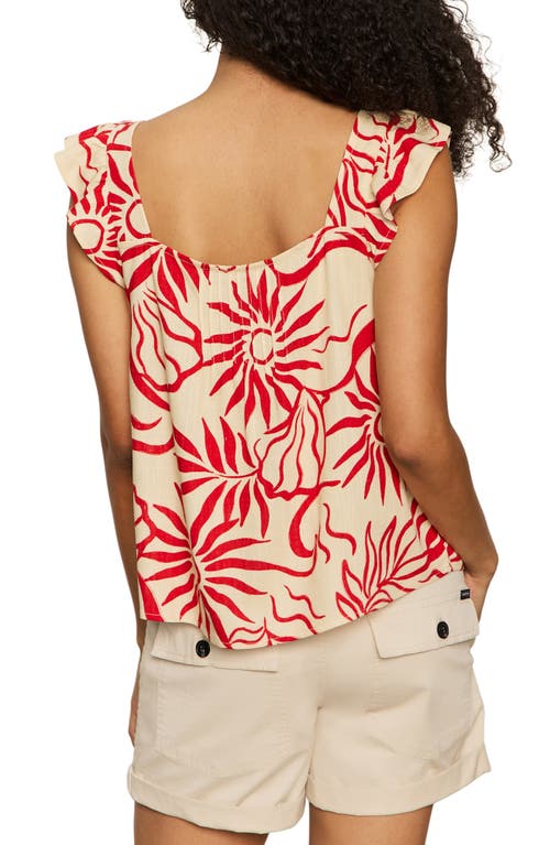 Sanctuary The Time Off Flutter Sleeve Button-up Top In Red