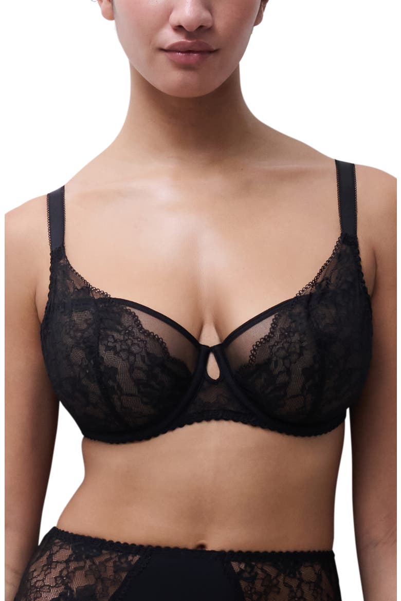 Kiss Demi Unlined Underwire Bra, Main, color, BLACK