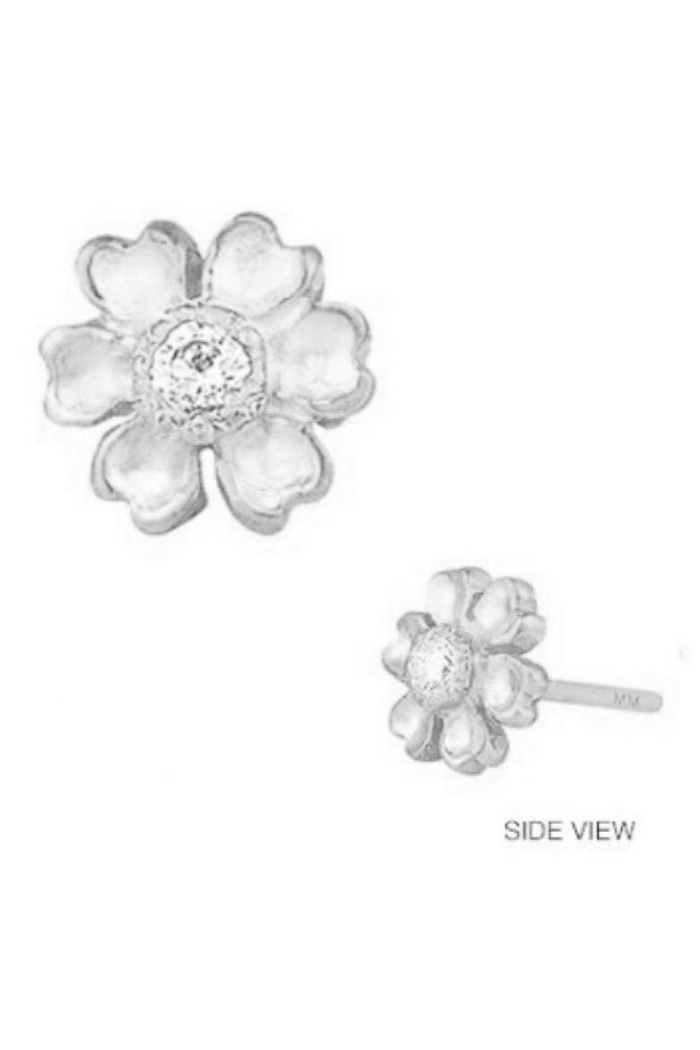 Diamond Icon Flower Earring, Main, color, WHITE GOLD