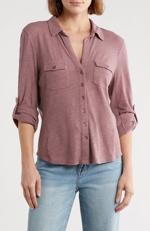 Caslon ® Roll Tab Knit Shirt In Purple
