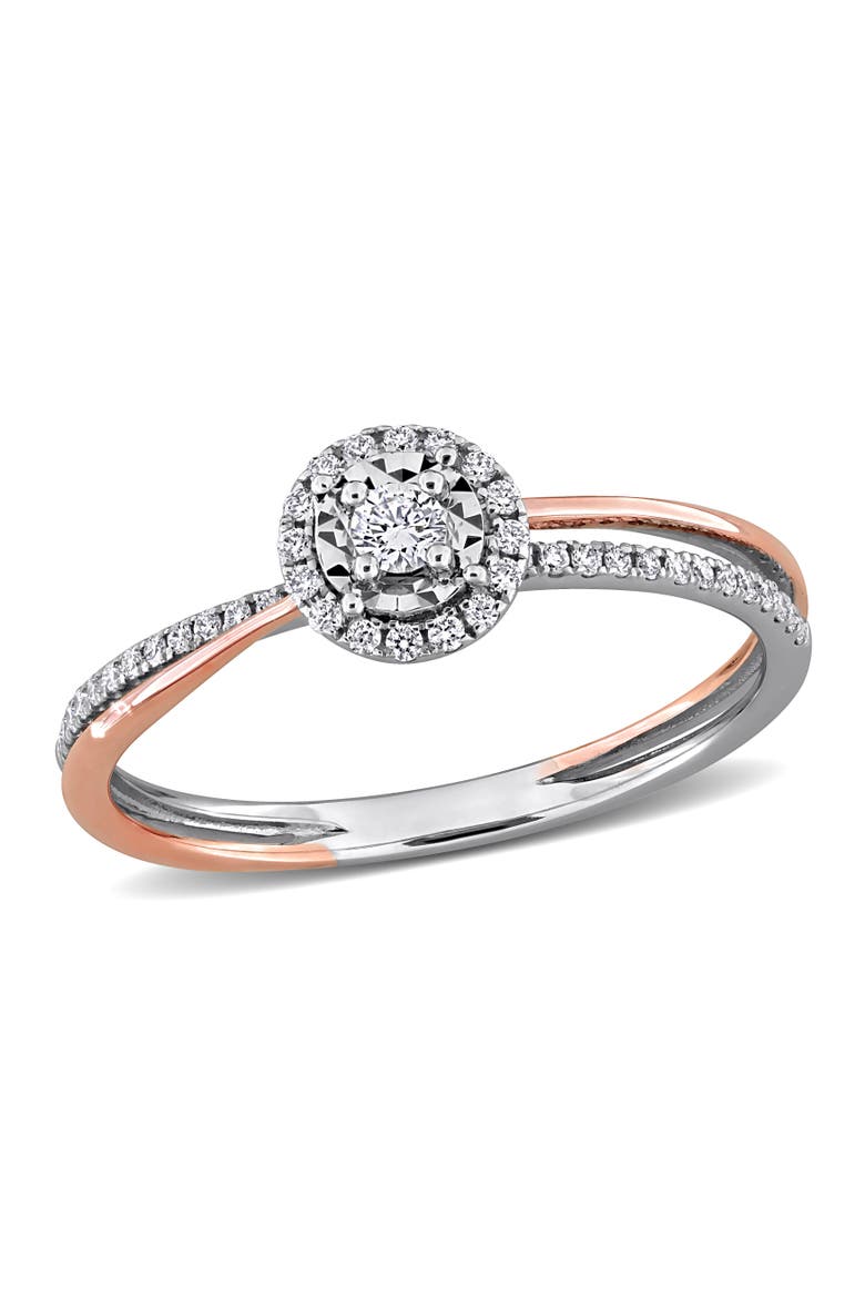 Lab Grown Diamond Halo Engagement Ring 10k, Main, color, White Gold