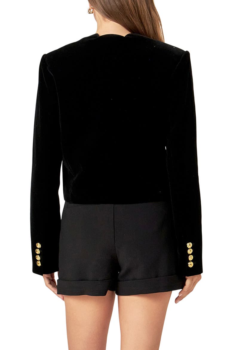 Velvet Scallop Jacket, Alternate, color, BLACK