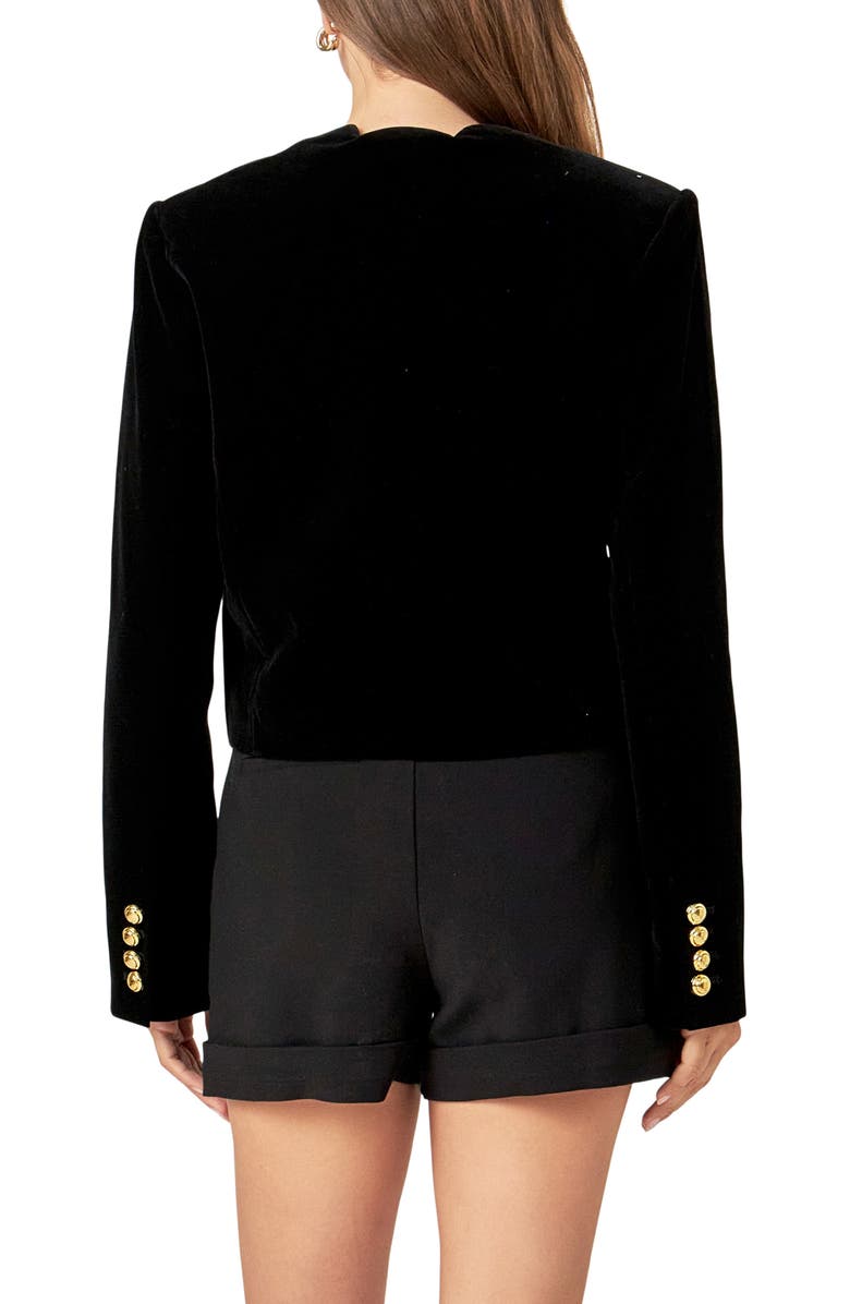 English Factory Velvet Scallop Jacket, Alternate, color, Black