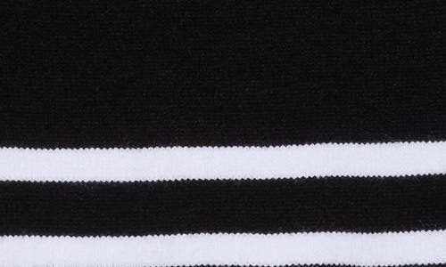 Vigoss Stripe Off The Shoulder Long Sleeve Sweater In Black