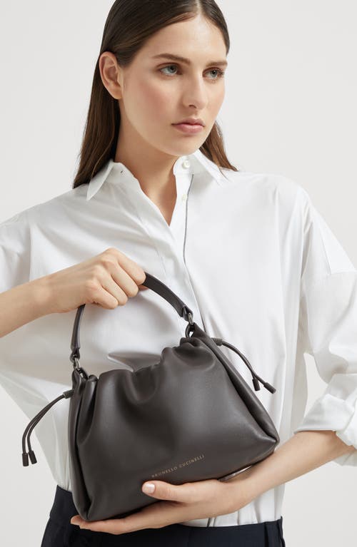 Brunello Cucinelli Small Soft Leather Mellow Bucket Bag In Brown
