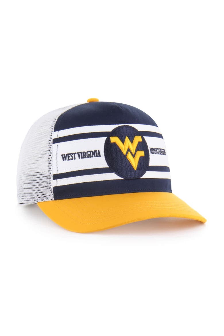 Youth '47 Navy/Gold West Virginia Mountaineers Super Stripe Hitch Adjustable Trucker Hat, Alternate, color, Navy