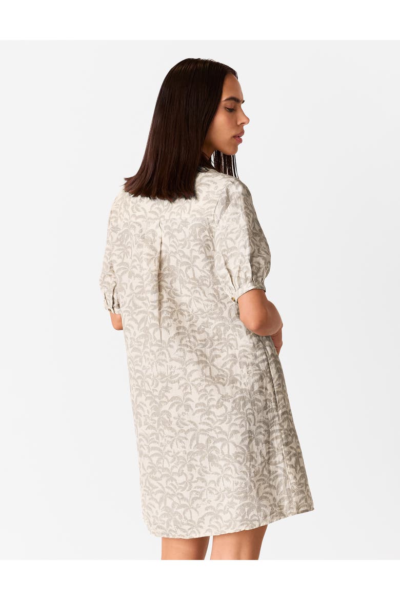 Palm Print Linen Blend Mini Dress, Alternate, color, Ivory/Multi